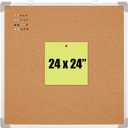 Cork Board Set - Bulletin Corkboard 24 x 24 inch Framed with 10 Thumb Tacks - Wall Hanging Message Memo Pin Tackboard Organizer for Home, Office, Desk and Cubicle (Cork 24x24)