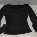 SUUKSESS Women Double Line Mesh Sheer Crop Tank Tops Mock Neck Long Sleeve Shirts (Small, Black)