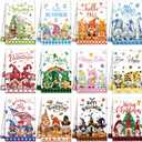 12 Pcs Seasonal Kitchen Towels Set for All Holidays Spring Easter Irish Hand Dish Tea Towels Bulk Absorbent Dishcloths Housewarming Gift for Cooking Kitchen Bathroom(Gnome Style,Bright Color)