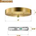 6 Inches Light Canopy Kit with Heavy Duty Replacement Ceiling Cover Plate & Mounting Hardware for Lighting Fixtures Chandelier Pendant Lamp or DIY Project (Brass)