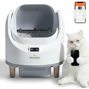 Open-Top Automatic Litter Box, New White Design with App Control & Fragrance Dispenser for a Fresh Home - 68L Self Cleaning Cat Litter Box for Multiple Cats