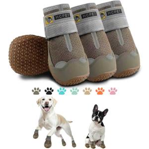 Hcpet Dog Shoes for Dogs, Dog Booties for Dogs, Anti-Slip Dog Boots & Paw Protectors for Hot Pavement Winter Snow Hiking with Reflective Straps Army Green Size 3, 4PCS (Width 1.77 in)