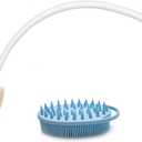 Fanwer 27.5” Back Bath Brush Long Handle for Shower and Silicone Body Scrubber, Shower Back Scrubber with Curved Handle for Elderly, Disabled, Limited Mobility, Post-Surgery, Frozen Shoulder