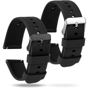 2 Pcs Silicone Watch Bands, Quick Release Soft Rubber Replacement Watch Bands Watch Straps for Men Women