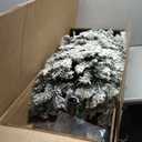 6-ft Pre-Lit Slim Pencil Christmas Tree with Snow Flocked Xmas Décor - 175 Lights