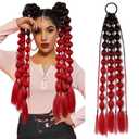 Colored Hair Extensions, 20" Lightweight Colored Hair Extensions for Kids Bubble Ponytail Extension with Hair Tie, Ombre Crazy Hair Day Accessories for Girls for EDC Festival Rave B45 (Black To Red)