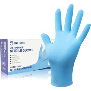 Disposable Nitrile Gloves Powder & Latex Free 3 mil Non-Sterile Nitrile Exam Gloves Light Duty Cleaning Gloves, Large, Box/100 (Blue, L)