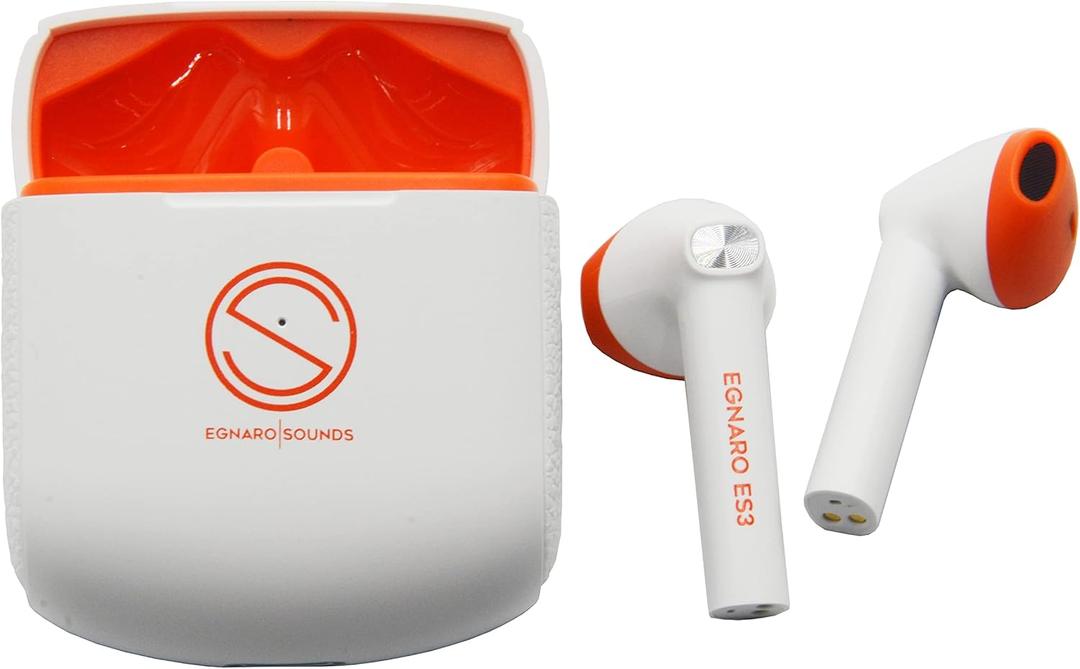 EGNARO ES3 True Wireless Stereo Earbuds, Bluetooth 5.1 Earphones, Touch Controls with Microphone, Color White