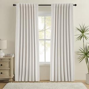 BSfullts Blackout Curtains Cream 84 Inches Long Room Darkening Black Out Curtain Insulating Noise Reducing Drapes Dark Out Drape for Nursery Bedroom 2 Panels Set