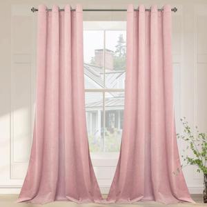 SMILETIME Pink 90in Long Luxury Velvet Curtain Panels with Grommet, Insulated Soft Privacy Noise Reducing Velvet Window Drapes Thicker Velvet Pinch Pleat Curtains for Living Room, 2 Panels, 52W x 90L