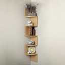 Danya B XF11035BH Large Decorative 5-Tier Corner Floating Wall Mount Display Shelving Unit - Beech Veneer
