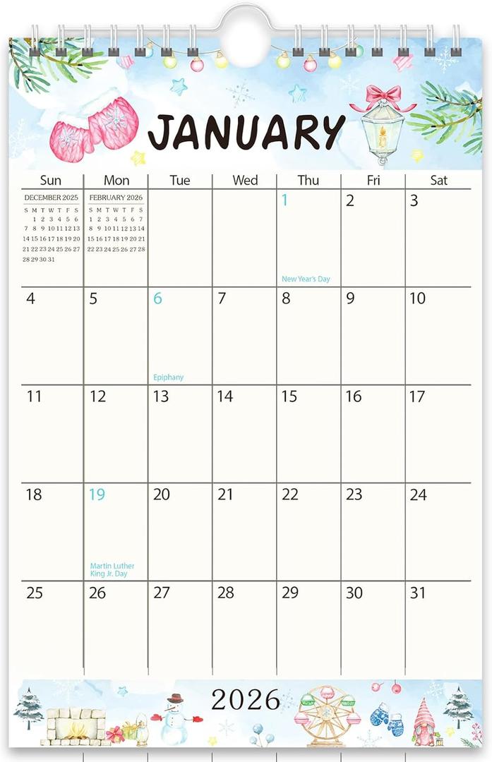 Guasslee Small Wall Calendar 2026-2027,18 Months Mini Desktop/Wall Calendar Runs from Jan. 2026 to Jun. 2027, Vertical 6" x 9" Monthly Notepad Planner with Thick Paper for School Office Home Fridge (Colourful)
