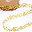 20 Yards Music Note Ribbon Decorations Craft Ribbons Hollow Notation Grosgrain Engraved Clothing Trim Accessories for Gift Wrapping Decor Christmas(Gold)