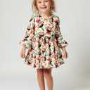 Girls Long Sleeve Ruffled Dresses for Toddlers and Kids (12 Months, Fall Football)