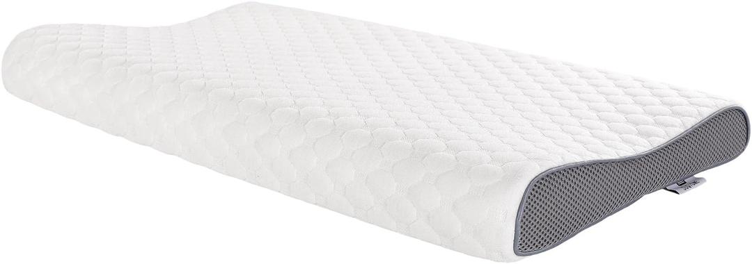 SUQ I OME Slim Sleeper-Ultra Thin Memory Foam Pillow for Sleeping,Thin & Low Cervical Profile for Neck Pain,Stomacher Sleeper, Firm 23.6x13.7x2.4/1.9 inch,Grey+White