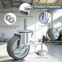 Heavy Duty Caster, Rubber Swivel with Side Brakes,3 Inch Locking Stem Threaded Stem 3/8 Inch, 4PCS