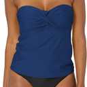 Catalina Women's Standard Twist Front Bandeau Tankini Swimsuit (X-Large, Navy)