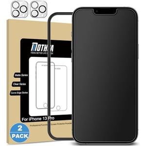 Mothca 2 Pack Matte Glass Screen Protector for iPhone 13 Pro [6.1 inch]+2 Pack Camera Lens Protector, Anti-Glare Anti-Fingerprint Tempered Glass Film