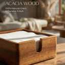 Acacia Cocktail Paper Napkin Holder Square 5.4x5.4 inches, Wood Flat Napkin Tray, Cocktail Napkin Caddy For Kitchen Décor, Restaurant Countertop Bar Accessories