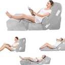 Orthopedic Bed Wedge Pillow Set for After Surgery Recovery, Body Positioners for Back and Leg Pain Relief, Adjustable Memory Foam Comfort for Sitting up in Bed, Ideal for Adult Acid Reflux & GERD 6 Piece