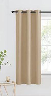NICETOWN Room Warming Curtain, Bedroom Full Blackout Panel, Super Thick Insulated Window Cover, Complete Blackout Drapery with Black Liner for Short Window(Biscotti Beige, 1 PC, 42 by 63-inch)
