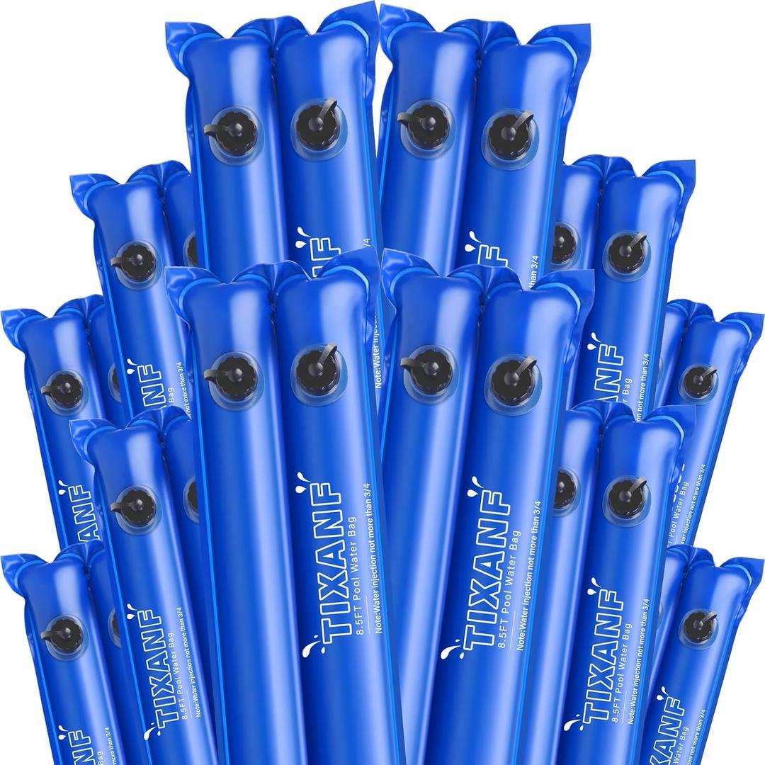 8.5 Ft Pool Water Bags 0.8mm Double Layer Hot Melt Process Water Tubes Thickened (27 Gauge) Dual Chamber Pool Cover Weights,Heavy Duty PVC Water Weight Bag,12 Pieces,Blue, 8.5 FT - 12 Pack