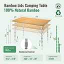 KingCamp Bamboo Folding Table, Camping Outdoor Portable Camp Table with Adjustable Height legs & Carry Bag for Outdoor RV Backyard Picnic Tailgating Beach, 47.2" X 27.6"