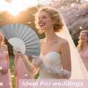48 Pack Handheld Fan,Folding Hand Glitter fan with Shining Transparent Fan Rib Ideal for Wedding, Church, Festival, Dance, Tea Party, Club, and EDM Accessories, Silvery