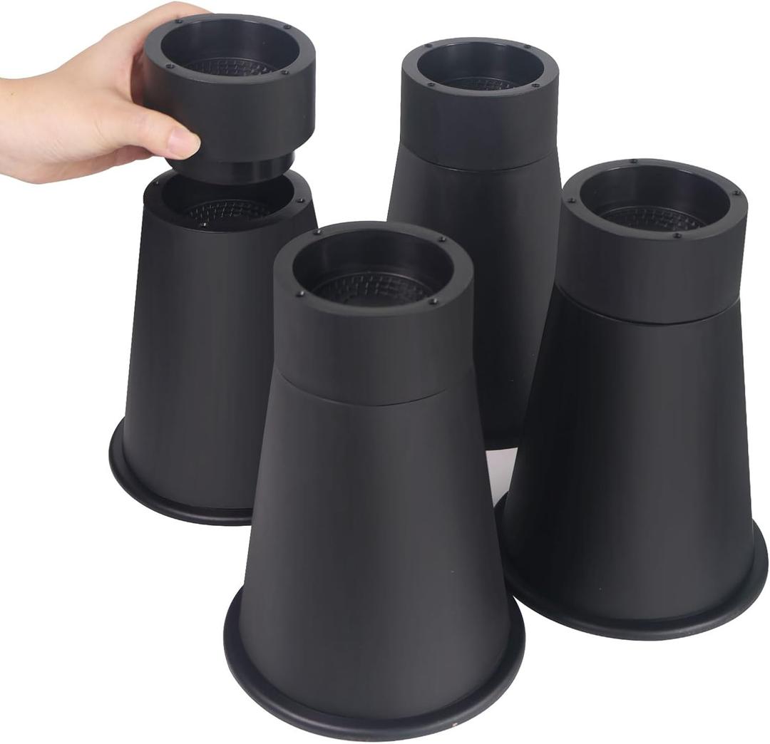shouwuhho Bed Risers 8 Inch Heavy Duty, Round Furniture Risers Lifts 6" 8" for Bed Desk Table Sofa Couch, Adjustable Bed Frame Risers Supports Up to 6,000 Lbs, Black, 4 Pack (Raise: 6.7"/8.5")
