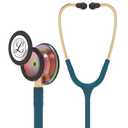 3M Littmann Classic III Monitoring Stethoscope, 5807, More Than 2X as Loud, Weighs Less, Stainless Steel Rainbow-Finish Chestpiece, 27" Caribbean Blue Tube, Brass Stem and Headset