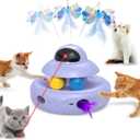 Cat Toy,Purple 4-in-1 Interactive,Cat Toys for Bored Indoor Adult Cats,Electric Flying Butterfly,Rechargeable Automatic Toy,Moving Ambush Feather,Track Balls