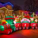 12FT Christmas Inflatables Train Decoration with Santa, Gingerbread Man, Reindeer, Lighted Blow Up Xmas Yard Decor with LED Lights, Holiday Outdoor Lawn Decorations for Garden, Party, Home