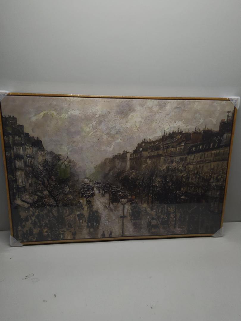 VIYYIEA Framed Canvas Wall Art Home Decor for Living Room Classical Cityscape Artwork Wall Decorations Vintage Oil Painting Prints Parisian Street Wall Decor Bathroom Wall Pictures Farmhouse 24x36in