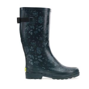 Women's Feminine Floral Wide Calf Rain Bot - Slate  Size 8