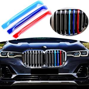 Tricolored Grille Insert Trims Compatible with BMW 2019-2022 X7 G07 Accessories for 7-Beams Front Standard Kidney Grill, Made of ABS Plastic, Buckle Design