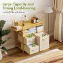 Amazer Baby Changing Table, Bamboo Baby Dresser Table with Flat Top, Diaper Changing Station with 3 Removable Storage Drawers, Large Storage Nursery Organizer Shelves with Pad, Mesh Pocket