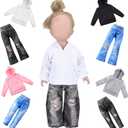 Bencailor 8 Pieces 18 Inch Doll Clothes Dolly Girl Accessories Cotton Sweaters Denim Pant Regular Outfit Clothing for 18 Inch Doll (Black, White, Grey, Pink)