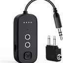 Bluetooth Transmitter Receiver with Airplane Adapter: Wireless Audio Transmitter for 2 AirPods/Headphones - 20+ Hr Battery Works USB Charging with 3.5mm Jack AUX for Flight,Gym,Car,TV,Tablet,Travel