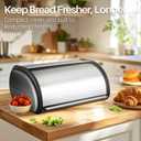 Flexzion Stainless Steel Bread Box For Kitchen Countertop (16 inch) Metal Roll Up Top Lid Storage Container Bin Keeper for Cake Buns Toasts Loaves Pastries Pancakes, Ideal for Restaurant Home Kitchen