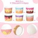 Kochorie 300 Pack 8oz Paper Bowls Disposable Dessert Bowls Ice Cream Containers Sundae Bowls Dessert Yogurt Party Supplies Treat Bowl for Birthday Party Summer Holiday Bar, 6 Designs