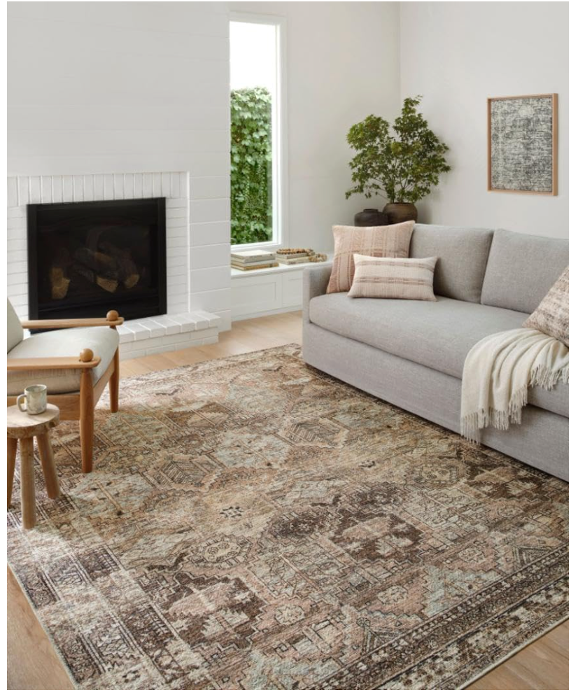 Loloi Amber Lewis Billie Collection, Clay & Sage 2'-6" x 12'-0" Area Rug – Antique & Distressed Accent Rugs for Living Room, Bedroom, Entryway & Hallway, No Shed High Traffic Area Home Decor Rug