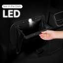 Leather Car Trash Can with Smart LED Light & Magnetic Closure, Hanging Car Trash Bag, Small Car Trash Can, Leak-Proof, Odor-Lock Car Trash Bin for Any Cars, Sedans, SUVs, Trucks, Black