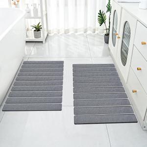 Cuckan 2 Pack Foldable Stone Bath Mats for Bathroom Super Absorbent Diatomaceous Earth Bath Mat Quick Dry Bath Rug Drying Mats with Non Slip Shower Rug Tub Shower Mat (Dark Gray)