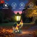 JIALINXIA Solar Garden Outdoor Statues Rooster Hen Couple with Light, Outside Decorations Chicken Sculptures for Patio Yard Lawn Walkway Ornaments