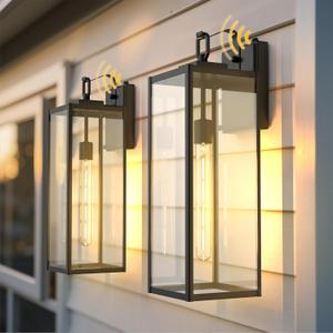 L LOHAS LED 2 Pack 20 Inch Large Size Dusk to Dawn Outdoor Light Fixture, Matte Black Waterproof Anti-Rust Porch Lights Ourdoor, Exterior Lighting Fixtures for Porch, Doorway, Garage, ETL Listed
