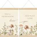 XYDEG Boho Wall Decor You Ll Never Know Dear How Much I love You Poster Hanger Frame Set of 2Nursery Decor Wall kids Room Decor Wooden FramesBaby Girl Nursery Decor Wildflower Decor 12x16 Inch