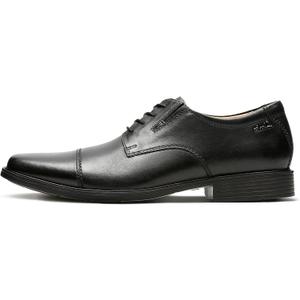 Clarks Men's Tilden Cap Oxford (9.5 Wide, Black Leather)