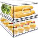 MANO 2Pack Clear Fridge Drawers Pull Out Stackable Refrigerator Drawer Organizer Bins Pantry Storage Box Plastic Food Containers for Kitchen Bathroom Office Closet (X-Large)