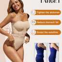 Fisoew Women's Strapless Shapewear Tummy Control Thong Bodysuit One Piece Tube Top Seamless Body Shaper (Beige, L)