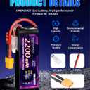 11.1V Lipo Battery Pack 3S 2200mAh 35C with XT60 Plug for FPV Drone Quadcopter RC Airplane Aircraft(2 Packs)